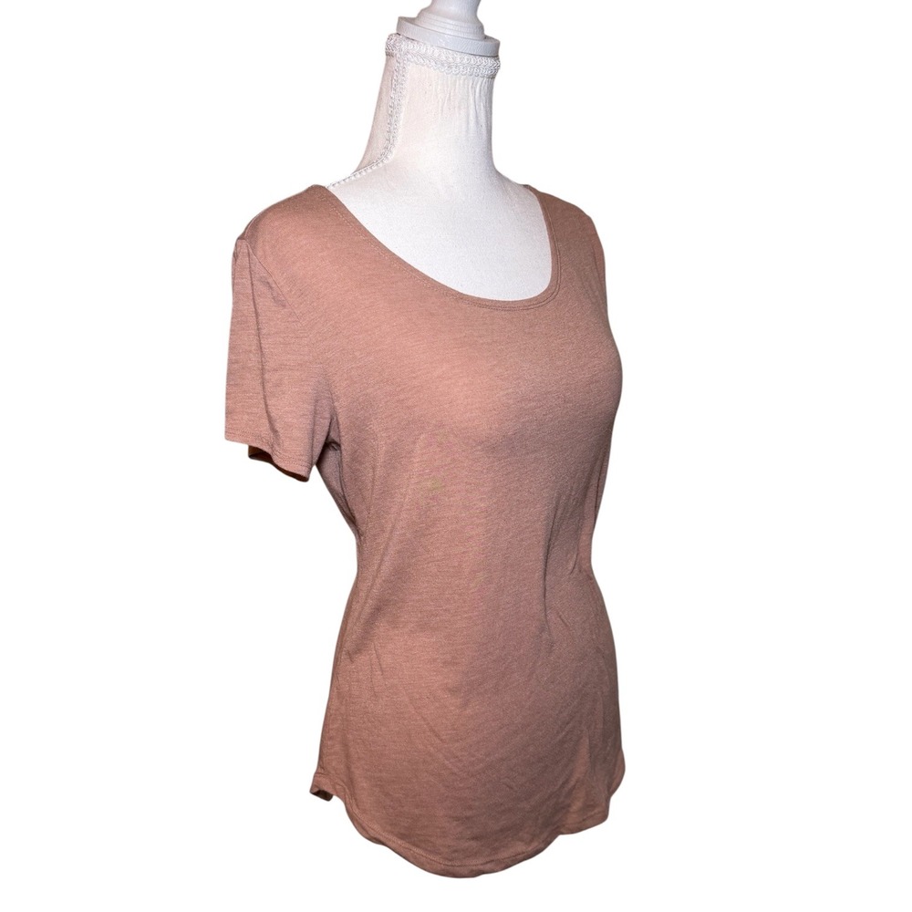 Bally Total Fitness Womens Small Mauve Strappy Criss Cross Back Activewear Tee